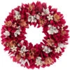 Northlight Wooden Floral Spring Wreath With Berries - 13" - Fuchsia Pink And White