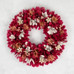 Northlight Wooden Floral Spring Wreath With Berries - 13" - Fuchsia Pink And White -Festival northlight sh27005 ongray 56706.1680285011