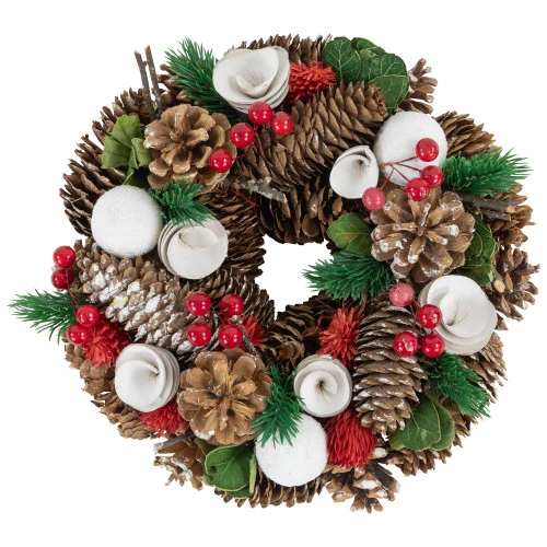 Northlight White Wooden Rose, Pine Cone And Berry Artificial Christmas Wreath, 10-Inch, Unlit 3 Northlight White Wooden Rose, Pine Cone And Berry Artificial Christmas Wreath, 10-Inch, Unlit