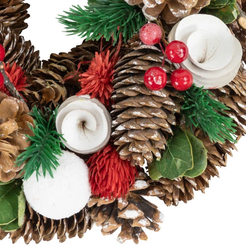 Northlight White Wooden Rose, Pine Cone And Berry Artificial Christmas Wreath, 10-Inch, Unlit 7 Northlight White Wooden Rose, Pine Cone And Berry Artificial Christmas Wreath, 10-Inch, Unlit - Image 5
