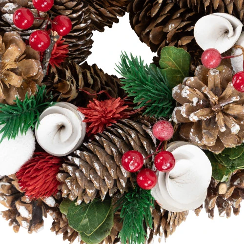 Northlight White Wooden Rose, Pine Cone And Berry Artificial Christmas Wreath, 10-Inch, Unlit 6 Northlight White Wooden Rose, Pine Cone And Berry Artificial Christmas Wreath, 10-Inch, Unlit - Image 4