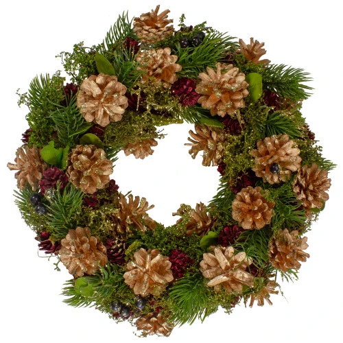 Northlight 12" Green, Gold, And Red Glitter Pinecones Christmas Wreath 3 Northlight 12" Green, Gold, And Red Glitter Pinecones Christmas Wreath