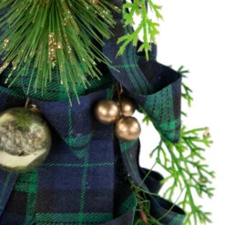 Northlight Pine, Jingle Bell And Plaid Ribbon Christmas Cone Tree - 18" - Green And Blue -Festival northlight sh94261 3 31123.1672824057