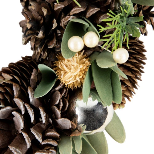 Northlight Silver And Green Mixed Foliage And Pinecone Christmas Wreath, 13.5-Inch, Unlit 5 Northlight Silver And Green Mixed Foliage And Pinecone Christmas Wreath, 13.5-Inch, Unlit - Image 3