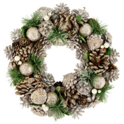 Northlight Green Pine Needle And Pinecone Artificial Christmas Wreath, 13.5-Inch, Unlit