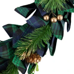 Northlight Blue And Green Plaid Bow Artificial Pine Christmas Wreath, 17.75-Inch, Unlit -Festival northlight sh94280 3new 93648.1668154935