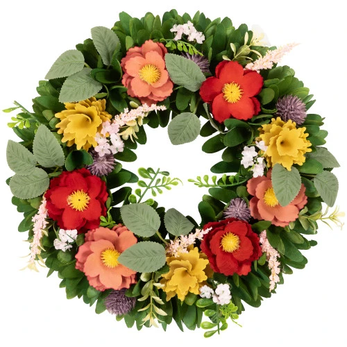 Northlight Wooden Mixed Floral And Foliage Artificial Spring Wreath - 13.75" 3 Northlight Wooden Mixed Floral And Foliage Artificial Spring Wreath - 13.75"
