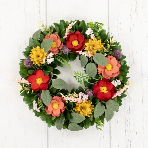 Northlight Wooden Mixed Floral And Foliage Artificial Spring Wreath - 13.75" 7 Northlight Wooden Mixed Floral And Foliage Artificial Spring Wreath - 13.75" - Image 5