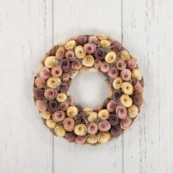Northlight Artificial Floral Wooden Spring Wreath - 12" - Pink And Yellow -Festival northlight sh95409 woodfloor 38698.1701883375