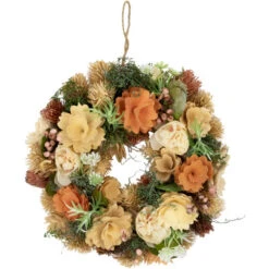 Northlight Mixed Floral Artificial Spring Wreath - 9.75" - Beige And Peach