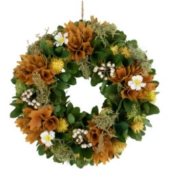 Northlight Mixed Floral Artificial Spring Wreath - 11" - Orange
