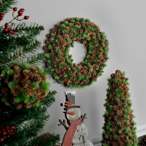 Northlight MIni Pinecone And Berries Frosted Christmas Wreath - 13" - Unlit 5 Northlight MIni Pinecone And Berries Frosted Christmas Wreath - 13" - Unlit - Image 3