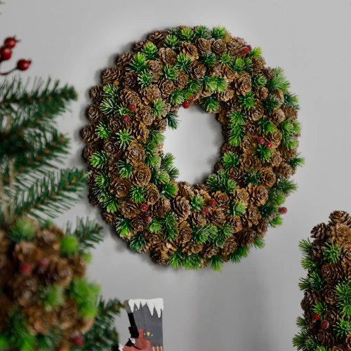 Northlight MIni Pinecone And Berries Frosted Christmas Wreath - 13" - Unlit 3 Northlight MIni Pinecone And Berries Frosted Christmas Wreath - 13" - Unlit