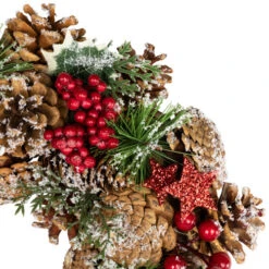 Northlight Flocked Pinecones And Glittered Stars Christmas Wreath - 13.25" - Unlit -Festival northlight sh96100 03 77635.1723165692