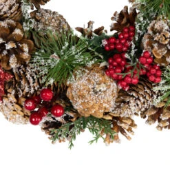 Northlight Flocked Pinecones And Glittered Stars Christmas Wreath - 13.25" - Unlit -Festival northlight sh96100 04 34912.1723165690