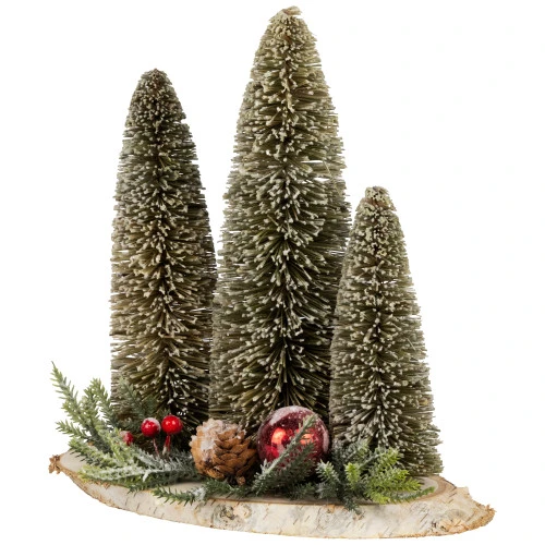 Northlight Frosted Bottle Brush Tree Trio Christmas Decoration - 10.25" 6 Northlight Frosted Bottle Brush Tree Trio Christmas Decoration - 10.25" - Image 4