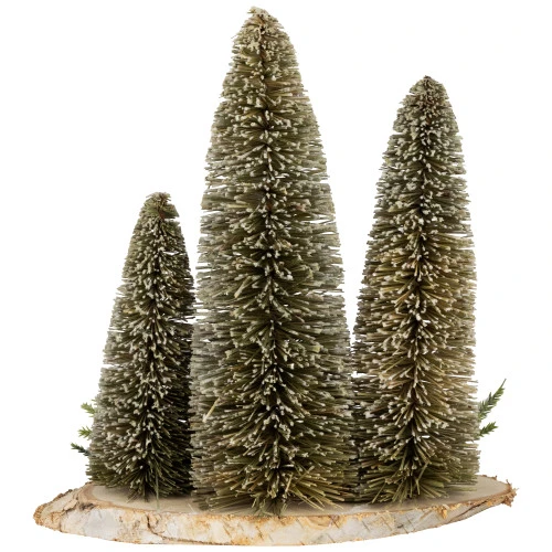 Northlight Frosted Bottle Brush Tree Trio Christmas Decoration - 10.25" 7 Northlight Frosted Bottle Brush Tree Trio Christmas Decoration - 10.25" - Image 5