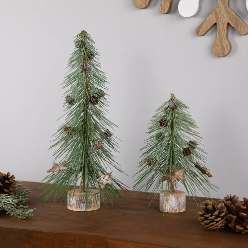 Northlight Frosted Bottle Brush Tree On Wooden Base Christmas Decoration - 8.5" 5 Northlight Frosted Bottle Brush Tree On Wooden Base Christmas Decoration - 8.5" - Image 3