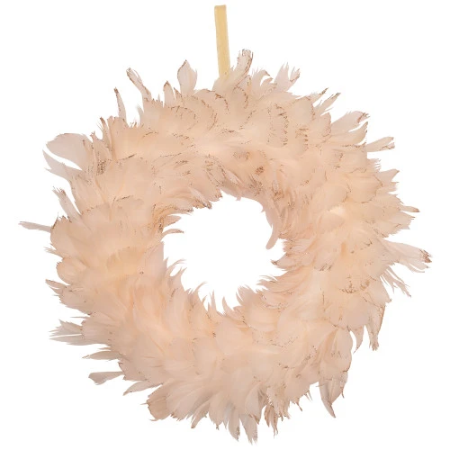 Northlight Glittered Feathers Christmas Wreath - 14.5" - Unlit - Peach 4 Northlight Glittered Feathers Christmas Wreath - 14.5" - Unlit - Peach - Image 2