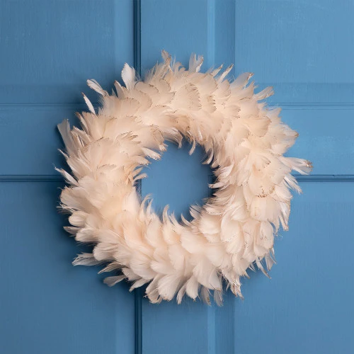 Northlight Glittered Feathers Christmas Wreath - 14.5" - Unlit - Peach 5 Northlight Glittered Feathers Christmas Wreath - 14.5" - Unlit - Peach - Image 3