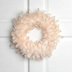 Northlight Glittered Feathers Christmas Wreath - 14.5" - Unlit - Peach