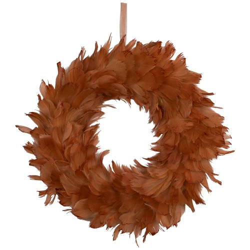 Northlight Two-Tone Feathers Christmas Wreath - 14.5" - Unlit - Rust Orange 4 Northlight Two-Tone Feathers Christmas Wreath - 14.5" - Unlit - Rust Orange - Image 2