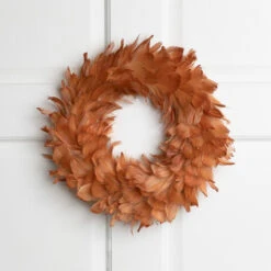 Northlight Two-Tone Feathers Christmas Wreath - 14.5" - Unlit - Rust Orange