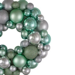 Northlight Silver And Seafoam Green 3-Finish Shatterproof Ball Christmas Wreath, 13-Inch -Festival northlight sm91055 1updated 71717.1603850523