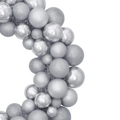 Northlight Silver Splendor 3-Finish Shatterproof Ball Christmas Wreath 24" - Unlit -Festival northlight sm91057 3 updated 79707.1613017683