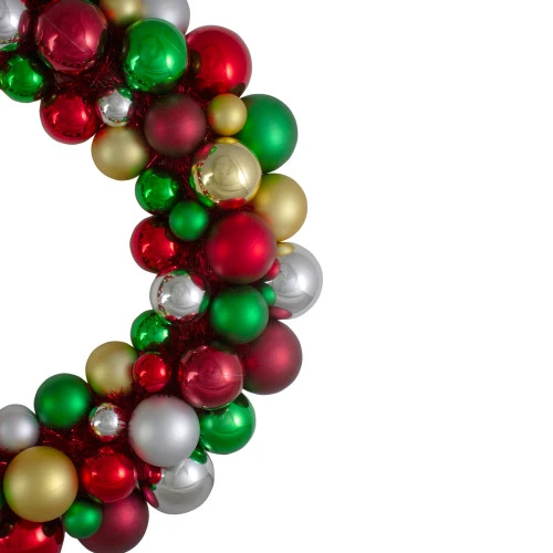 Northlight Shatterproof Ball 2-Finish Traditional Colors Christmas Wreath, 36-Inch, Unlit 5 Northlight Shatterproof Ball 2-Finish Traditional Colors Christmas Wreath, 36-Inch, Unlit - Image 3