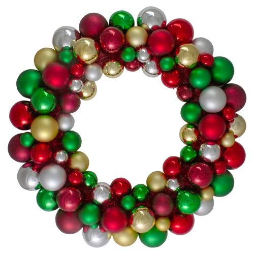 Northlight Shatterproof Ball 2-Finish Traditional Colors Christmas Wreath, 36-Inch, Unlit 3 Northlight Shatterproof Ball 2-Finish Traditional Colors Christmas Wreath, 36-Inch, Unlit