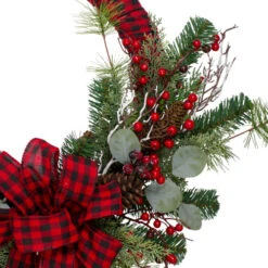 Northlight Red And Black Buffalo Plaid And Berry Artificial Christmas Wreath - 24-Inch, Unlit -Festival northlight sm91201 1 92835.1664380278