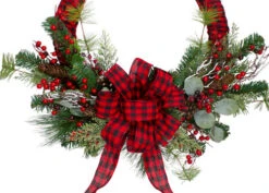 Northlight Red And Black Buffalo Plaid And Berry Artificial Christmas Wreath - 24-Inch, Unlit -Festival northlight sm91201 5new 85459.1723684243