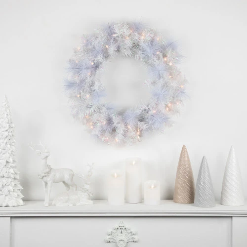 Northlight Pre-Lit Vermont White Pine Artificial Christmas Wreath, 24-Inch, Clear Lights 4 Northlight Pre-Lit Vermont White Pine Artificial Christmas Wreath, 24-Inch, Clear Lights - Image 2