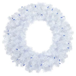 Northlight Pre-Lit Woodbury White Pine Artificial Christmas Wreath, 24-Inch, Blue Lights