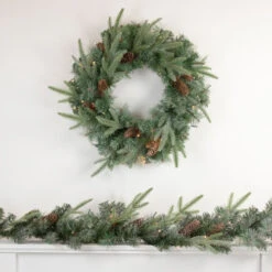 Northlight Pre-Lit Battery Operated Mixed Pine And Pine Cone Christmas Wreath - 24" - Warm White LED Lights -Festival northlight sm93376 style 66561.1661887126