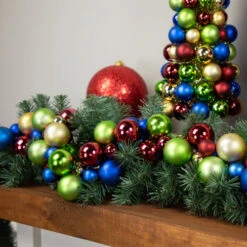 Northlight 6' Multi-Color 2-Finish Shatterproof Ball Christmas Garland -Festival northlight sm93790 styled 2 48817.1687874896