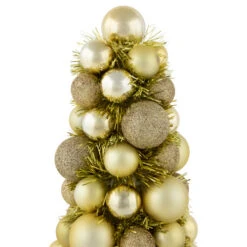 Northlight 3-Finish Shatterproof Ball Christmas Tree With Tinsel - 15.75" - Gold -Festival northlight sm93795 2 42749.1666337509