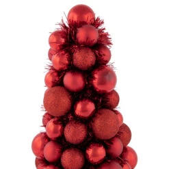 Northlight 3-Finish Shatterproof Ball Christmas Tree With Tinsel - 15.75" - Red -Festival northlight sm93796 2 26880.1666337514