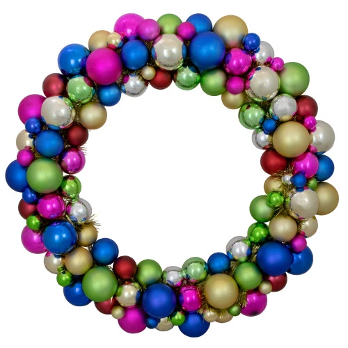 Northlight Multi-Color 2-Finish Shatterproof Ball Christmas Wreath, 36-Inch 3 Northlight Multi-Color 2-Finish Shatterproof Ball Christmas Wreath, 36-Inch
