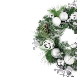 Northlight Green Pine Needle Wreath With Pinecones And Christmas Ornaments, 24-Inch, Unlit -Festival northlight sm94092 2updated 13846.1680607690