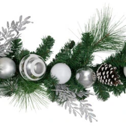 Northlight 6' Green Pine Needle Garland With Pinecones And Striped Christmas Ornaments, Unlit -Festival northlight sm94093 2 45465.1680607688