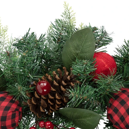 Northlight 6' Green Pine Artificial Christmas Garland With Plaid Ornaments And Bows 5 Northlight 6' Green Pine Artificial Christmas Garland With Plaid Ornaments And Bows - Image 3