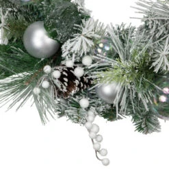 Northlight Flocked Pine Artificial Christmas Wreath With Iridescent Ornaments, 24-Inch, Unlit -Festival northlight sm94098 3 62424.1680285397