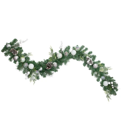 Northlight 6' Green Pine Artificial Christmas Garland With Berries And Iridescent Ornaments 3 Northlight 6' Green Pine Artificial Christmas Garland With Berries And Iridescent Ornaments