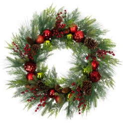 Northlight Real Touch™ Berries, Pinecones And Ornaments Artificial Christmas Wreath - 36" - Unlit