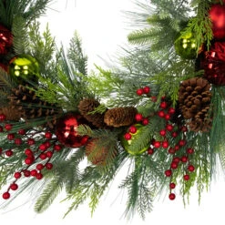 Northlight Real Touch™ Berries, Pinecones And Ornaments Artificial Christmas Wreath - 36" - Unlit -Festival northlight sm95354 02 93105.1701796958
