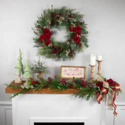 Northlight Real Touch™? Roses And Berries Artificial Christmas Wreath - 30" - Unlit -Festival northlight sm95355 styled 2 18948.1700932489
