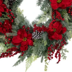 Northlight Real Touch™ Poinsettia And Pinecone Artificial Christmas Wreath - 38" - Unlit 13 Northlight Real Touch™ Poinsettia And Pinecone Artificial Christmas Wreath - 38" - Unlit -Festival northlight sm95359 02 32092.1704379353