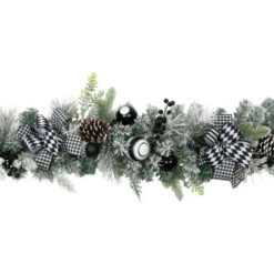 Northlight Flocked Pine With Harlequin Ornaments And Bows Artificial Christmas Garland - 6' X 8" - Unlit -Festival northlight sm97260 02 35215.1726712129